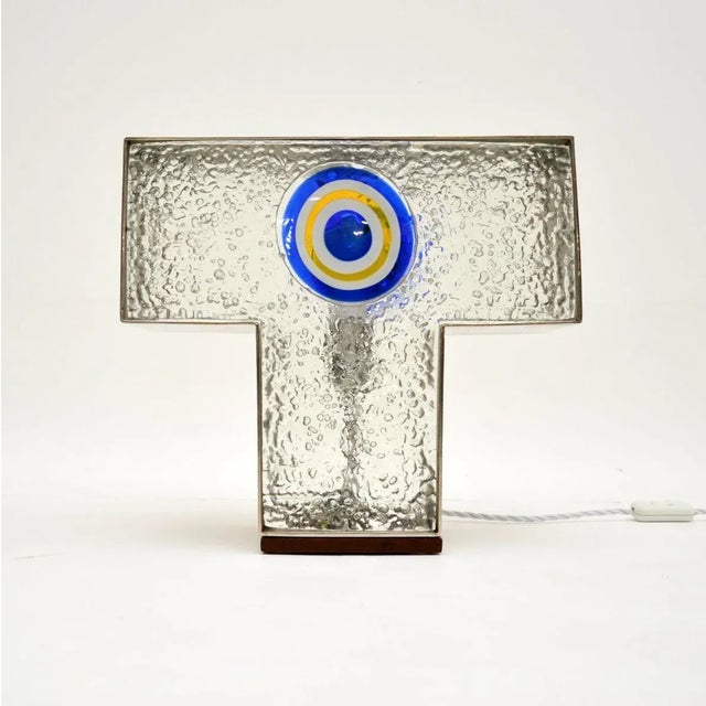 Mid-Century Modern Vintage Italian Glass and Steel Table Lamp, 1960 For Sale - Image 3 of 9