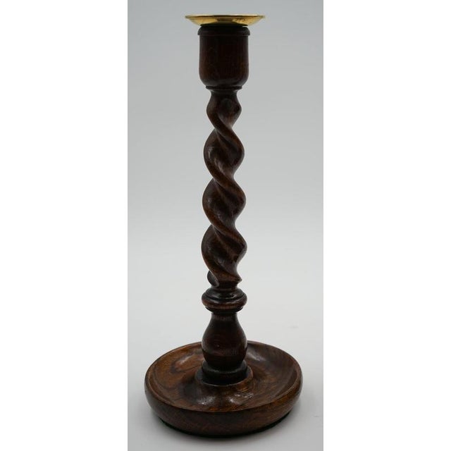 Brown English Early Victorian Oak Barley Twist Candleholders, Set of 2 For Sale - Image 8 of 10