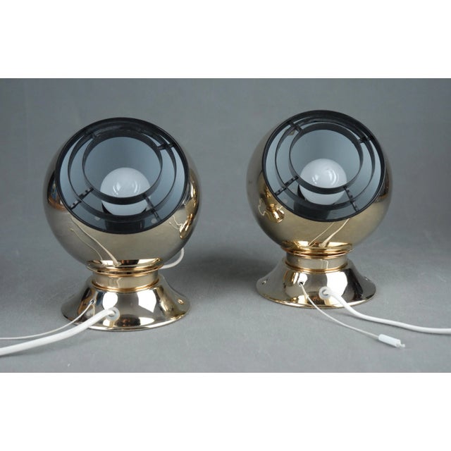 Gold 24 Carot Gold-Plated Magnetic Eyeball Wall Lamps from Abo Rangers, Denmark, Set of 2 For Sale - Image 8 of 15