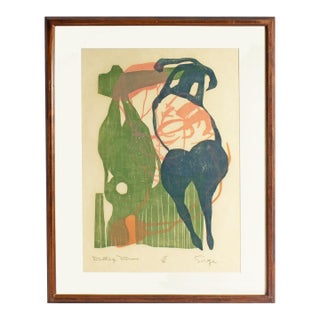 “Falling Forms” Abstract Relief Print by Walter Sorge For Sale