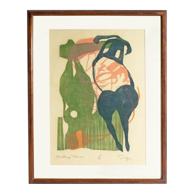 “Falling Forms” Abstract Relief Print by Walter Sorge For Sale