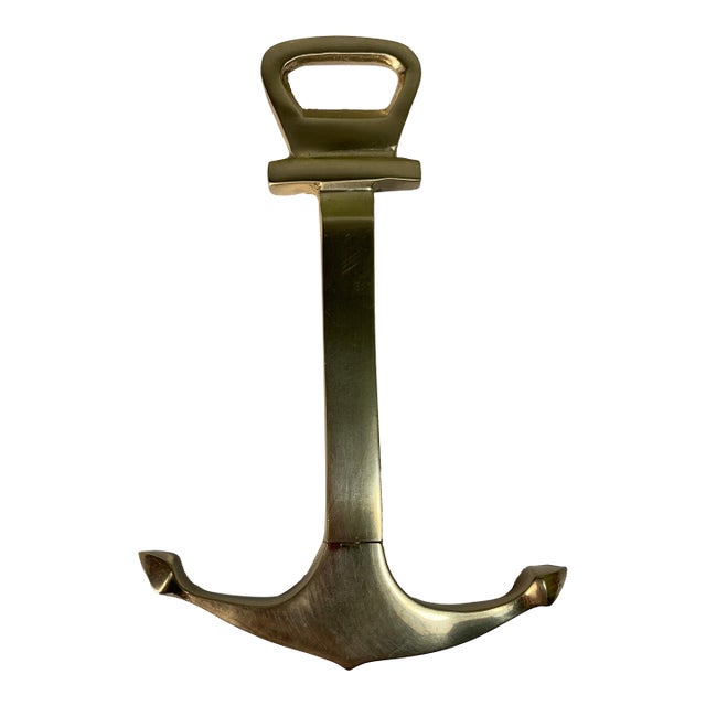 Vintage Nautical Brass Anchor Wine and Bottle Cap Opener For Sale