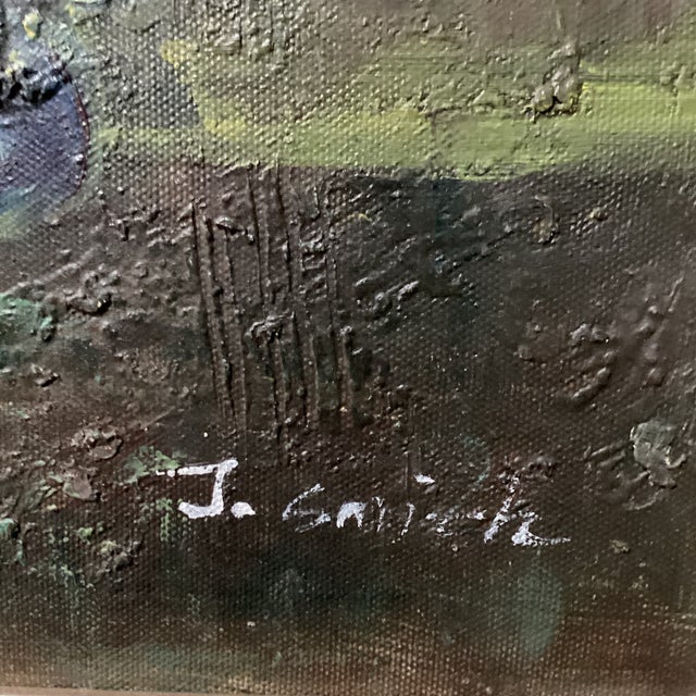 Green Vintage Still Life Oil Painting "Fruits and Clay Pot" Signed by Artist Framed For Sale - Image 8 of 12