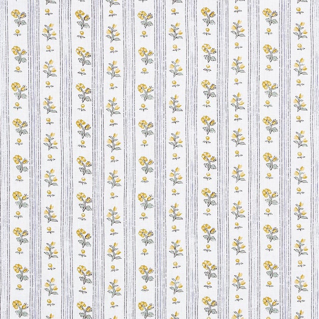 Sample - Schumacher Cabanon Stripe Fabric in Jaune For Sale