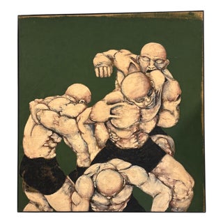 Vittorio Antonio Cocever, Figures, 1965, Oil on Canvas For Sale