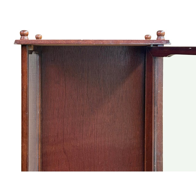 Vintage Square Brown Frame Glass Door Display Case Box For Sale - Image 13 of 13