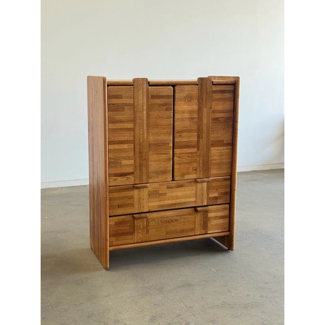Postmodern 1980s Post Modern Highboy Dresser in Oak For Sale - Image 3 of 12
