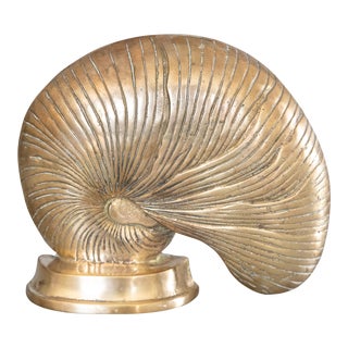 French Brass Nautilus Shell Paper Weight Bookend Objet d'Art Decor For Sale
