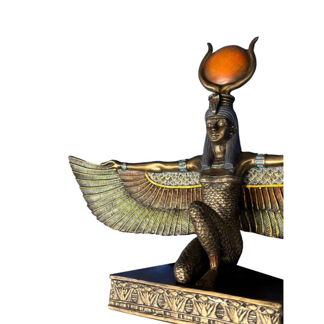Egyptian Goddess Pharaoh Brass Tabletop Statue For Sale - Image 4 of 6