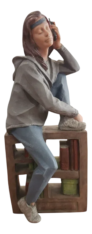Handcrafted Figure of Woman on the Phone