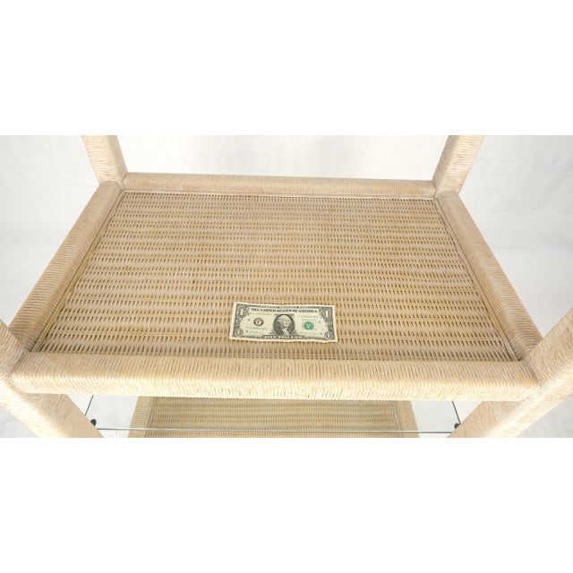 White Pickled Rush Cane Bamboo Wrapped 5 Shelves 76" Tall Etagere Display MINT! For Sale - Image 13 of 13