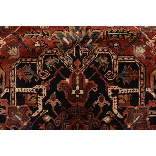 Heriz Rug 9’10” X 12’4” Red Wool Traditional Hand-Knotted Oriental Carpet For Sale - Image 9 of 15