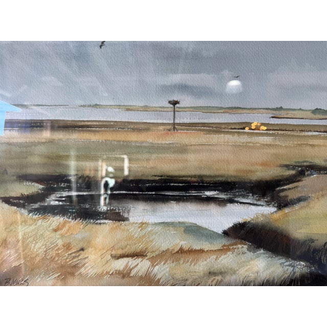 1980's Vintage B. Mills Florida Landscape Watercolor Painting, Framed For Sale - Image 4 of 11