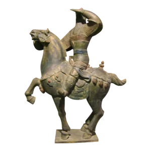 Antique Chinese Warrier on Horse Sculpture