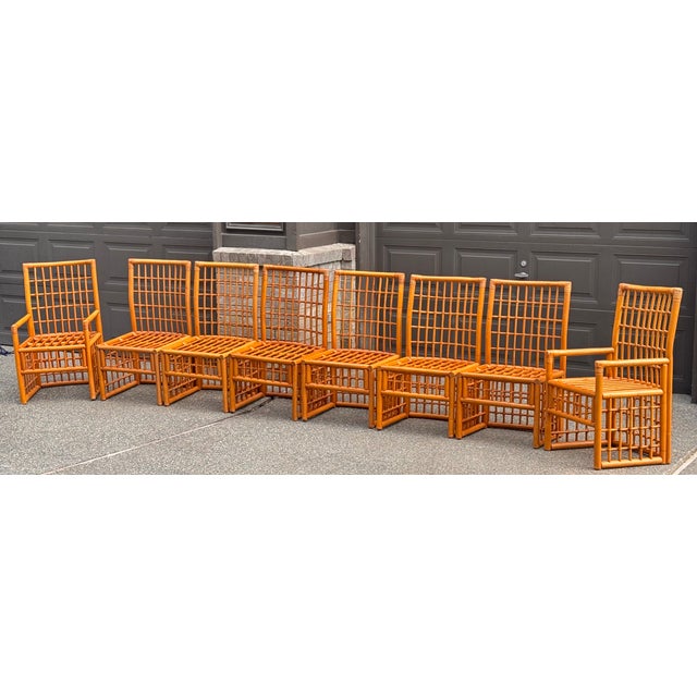 Mid-Century Rattan Parson’s Chairs - Set of 8 For Sale - Image 11 of 12