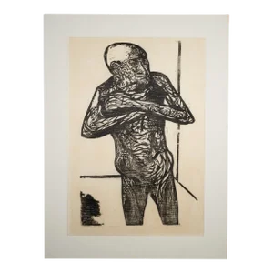 Leonard Baskin, Frightened Old Man, 1950, Woodcut, Artist Proof, Signed