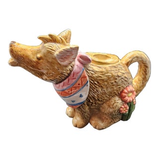 Vintage Otagiri Ceramic Howling Coyote Teapot or Pitcher, Designer Debra Meyer For Sale