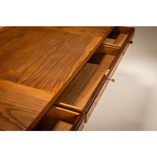 Desk in Ash Veneer and Dark Stained Details by Pier Luigi Colli, Italy, 1930s For Sale - Image 15 of 18
