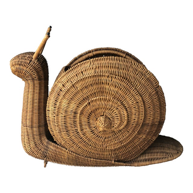 Vintage Wicker Snail Magazine Holder Basket Chairish