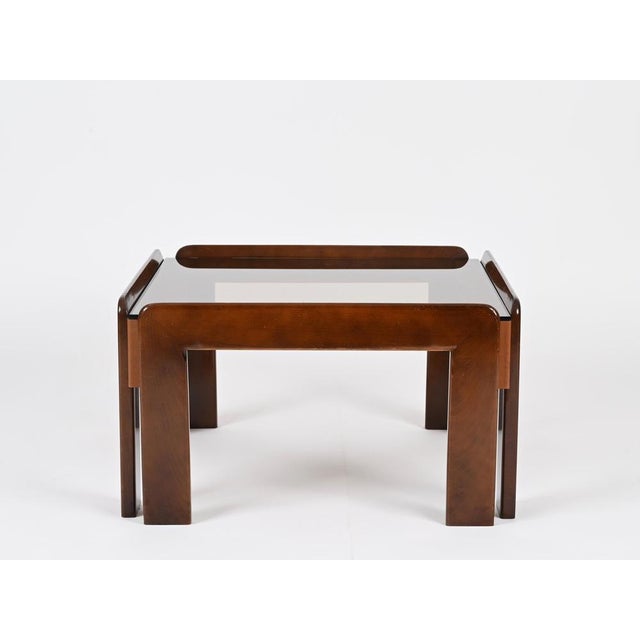 Italian Square Coffee Table with Bronzed Glass by Afra & Tobia Scarpa, 1960s For Sale - Image 10 of 15