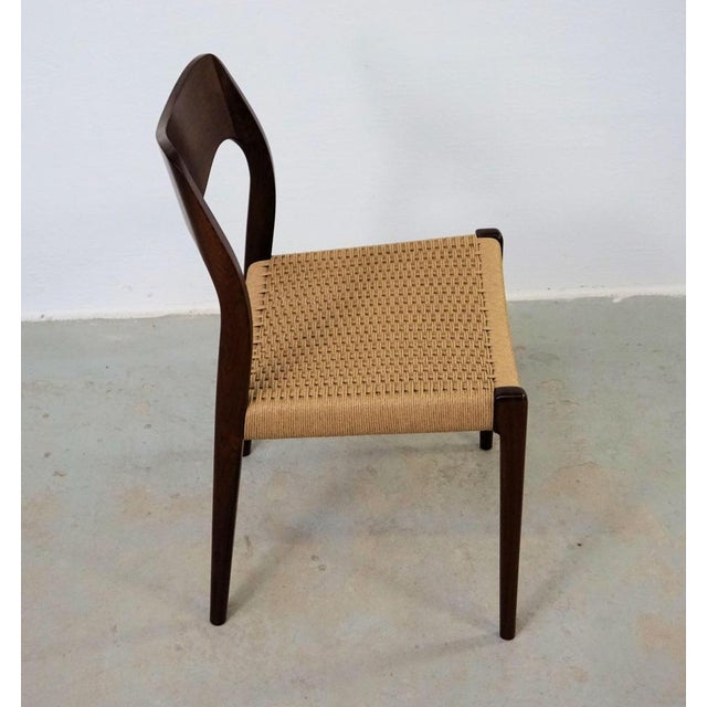 Wood Rosewood Dining Chairs with New Paper Cord Seats from J.L. Møllers, 1960s, Set of 8 For Sale - Image 7 of 15