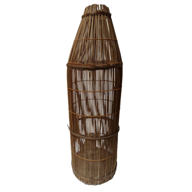 Antique Early 20th Century Large Woven Rattan Fishing Trap Basket For Sale - Image 11 of 13