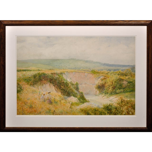 Charles Gregory, Summer's Day at Steyning Bowl, West Sussex, 1890s, Watercolor For Sale
