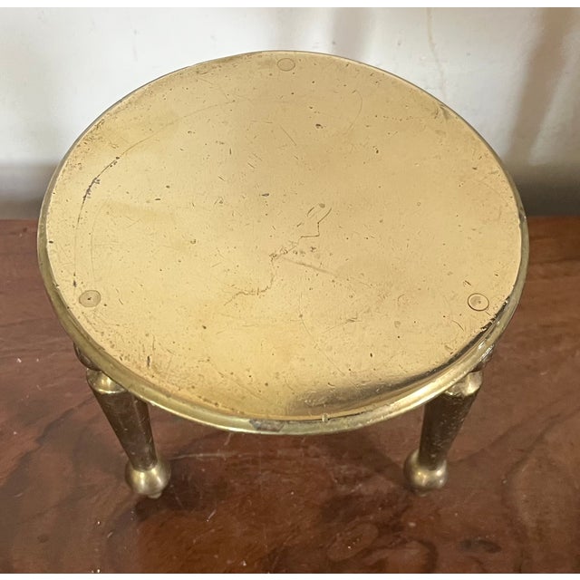 Antique 19th Century English Victorian Miniature Brass Tripod Table Trivet or Candle Riser Stand For Sale - Image 13 of 18