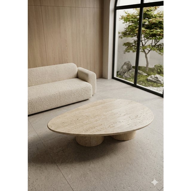 Not Yet Made - Made To Order Oval Table in Roman Travertine Marble by Andrea Grasso For Sale - Image 5 of 8