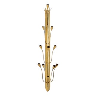 Mid-20 Century Single Large Twelve Light Brass Wall Sconce For Sale