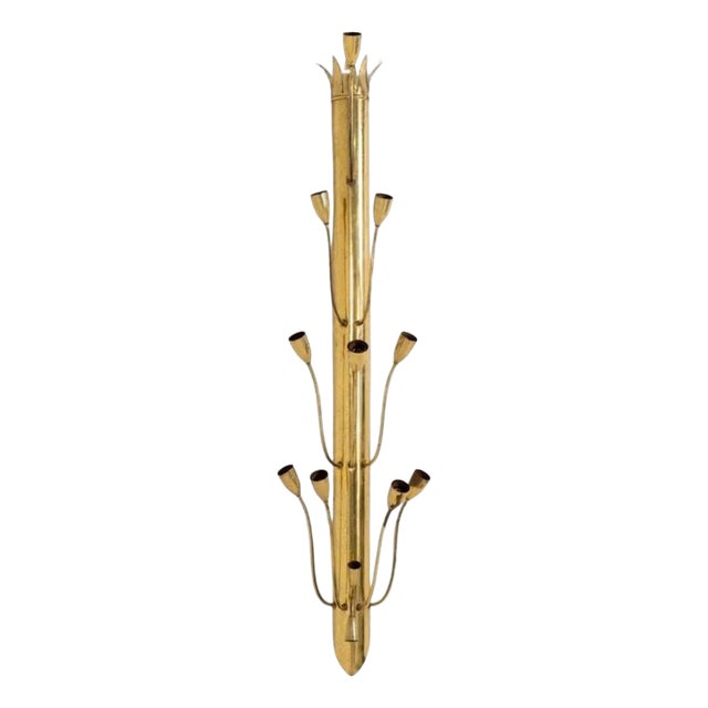 Mid-20 Century Single Large Twelve Light Brass Wall Sconce For Sale