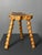 Stunning and rare midcentury brutalist French artisanal handmade wood turned tripod stool, ca 1960s in great vintage...