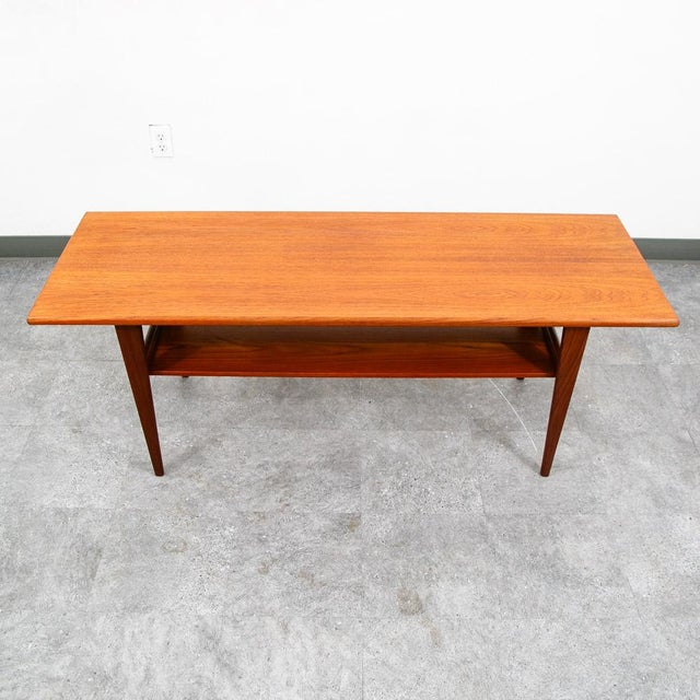 Mid Century Danish Modern Coffee Table Solid Teak Denmark Surfboard Rectangular For Sale - Image 9 of 12