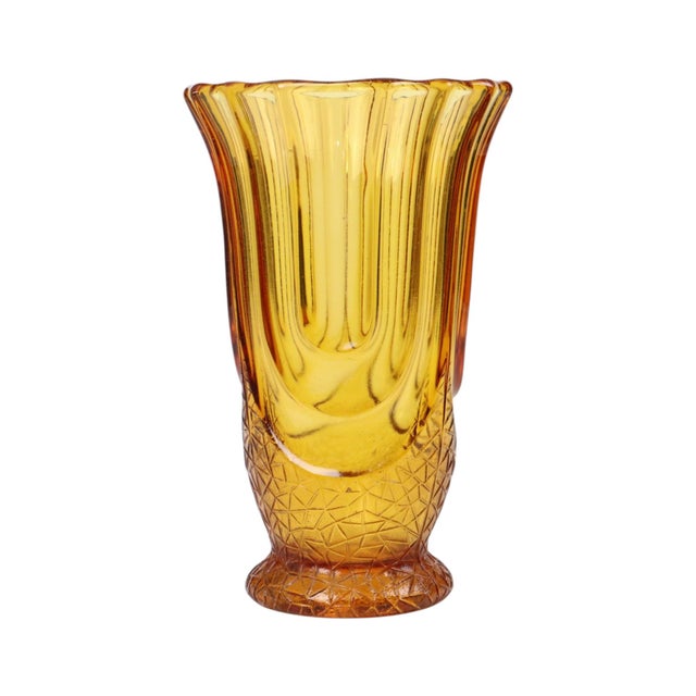 Glass Art Deco Amber-Colored Glass Vase by Henri Heemskerk for Luxor Scailmont, 1930s For Sale - Image 7 of 18