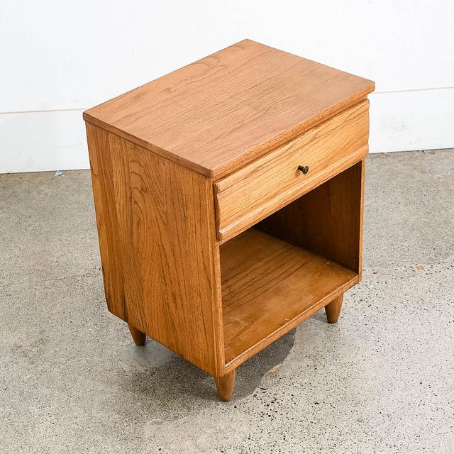 1960s 1960s Mid Century Modern Nightstand End Side Table Solid Oak Drawer Vintage Single MCM For Sale - Image 5 of 10