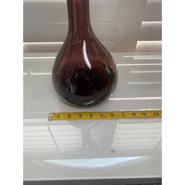 1960s Vintage 1960s Handblown Amethyst Art Glass Vase With Ruffled Rim For Sale - Image 5 of 6