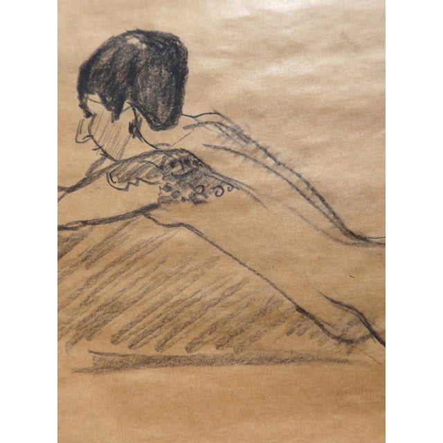 Contemporary "French Nude" Modern Charcoal Drawing For Sale - Image 3 of 6