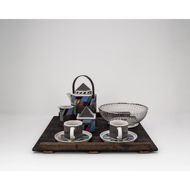 1990s Tea Set with Wooden Tray by Rosenthal & Alessi, 1990, Set of 11 For Sale - Image 5 of 18