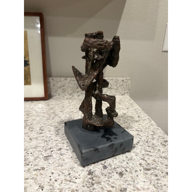 Mid-Century Abstract Twisty Bronze Sculpture (10.5” High) For Sale - Image 9 of 11