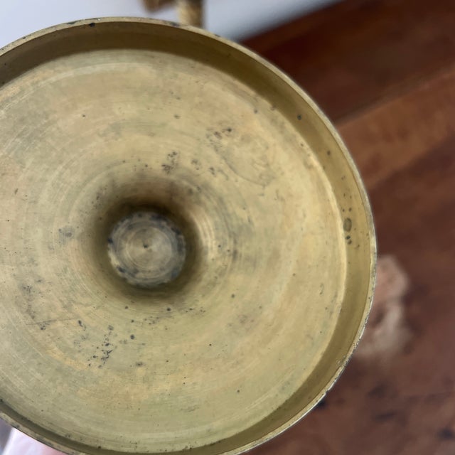 Metal Antique French Empire Brass Candleholders For Sale - Image 7 of 8
