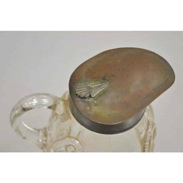 Art Nouveau Antique American Art Nouveau Decorated Leaded Glass Creamer Syrup Pitcher For Sale - Image 3 of 11