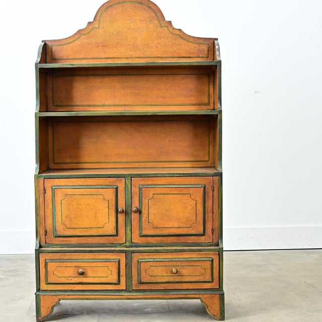 English Early 20th Century Painted Pine Waterfall Bookcase For Sale - Image 9 of 15
