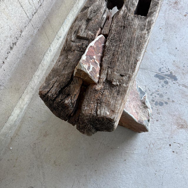 Primitive Mesquite Wood and Stone Bench Curated by Ambianic For Sale In San Diego - Image 6 of 7