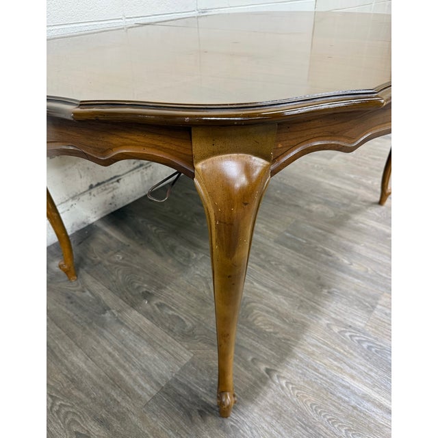 Late 20th Century Vintage French Provincial Style Dining Table With Extension Two Leaves For Sale - Image 5 of 16