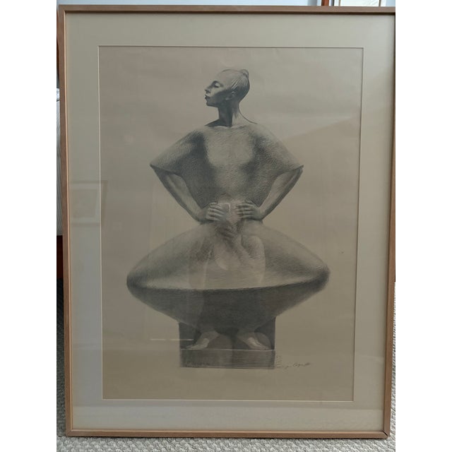 Wood 1970s Enrique Alferez Pencil Study Drawing For Sale - Image 7 of 13