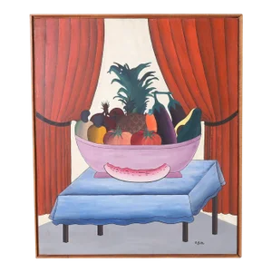 Haitian Painting on Canvas of a Still Life by Gabriel Alix