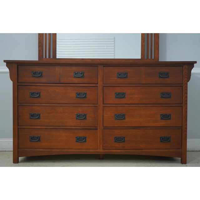 Bassett Mission Oak Arts & Crafts Dresser W. Mirror | Chairish