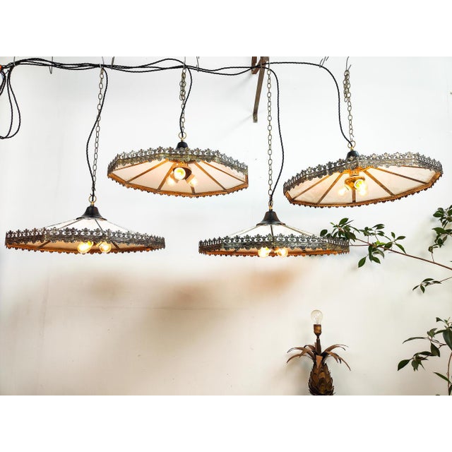 Antique Dutch Opaline Electrified Church Pendant Light For Sale - Image 3 of 9