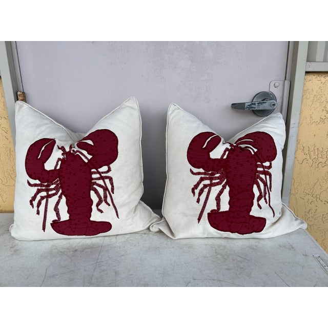 Feather Pillows with a Lobster on one side. Invisible zipper closure with removable feather pillow insert. I have similar...