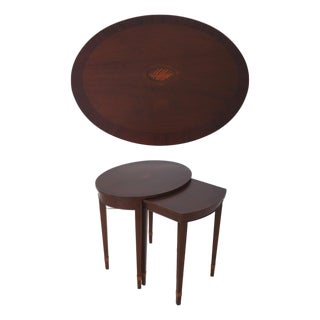 Baker Federal Style Inlaid Mahogany Nesting Tables For Sale